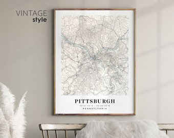Pittsburgh Pennsylvania PA map, Pittsburgh city map, Pittsburgh print, Pittsburgh poster map, Valentine's Day gift