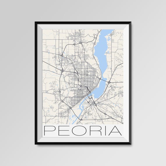 PEORIA Illinois Map Peoria City Map Print Peoria Map Poster | Etsy