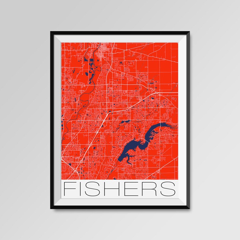 FISHERS Indiana Map Fishers City Map Print Fishers Map | Etsy
