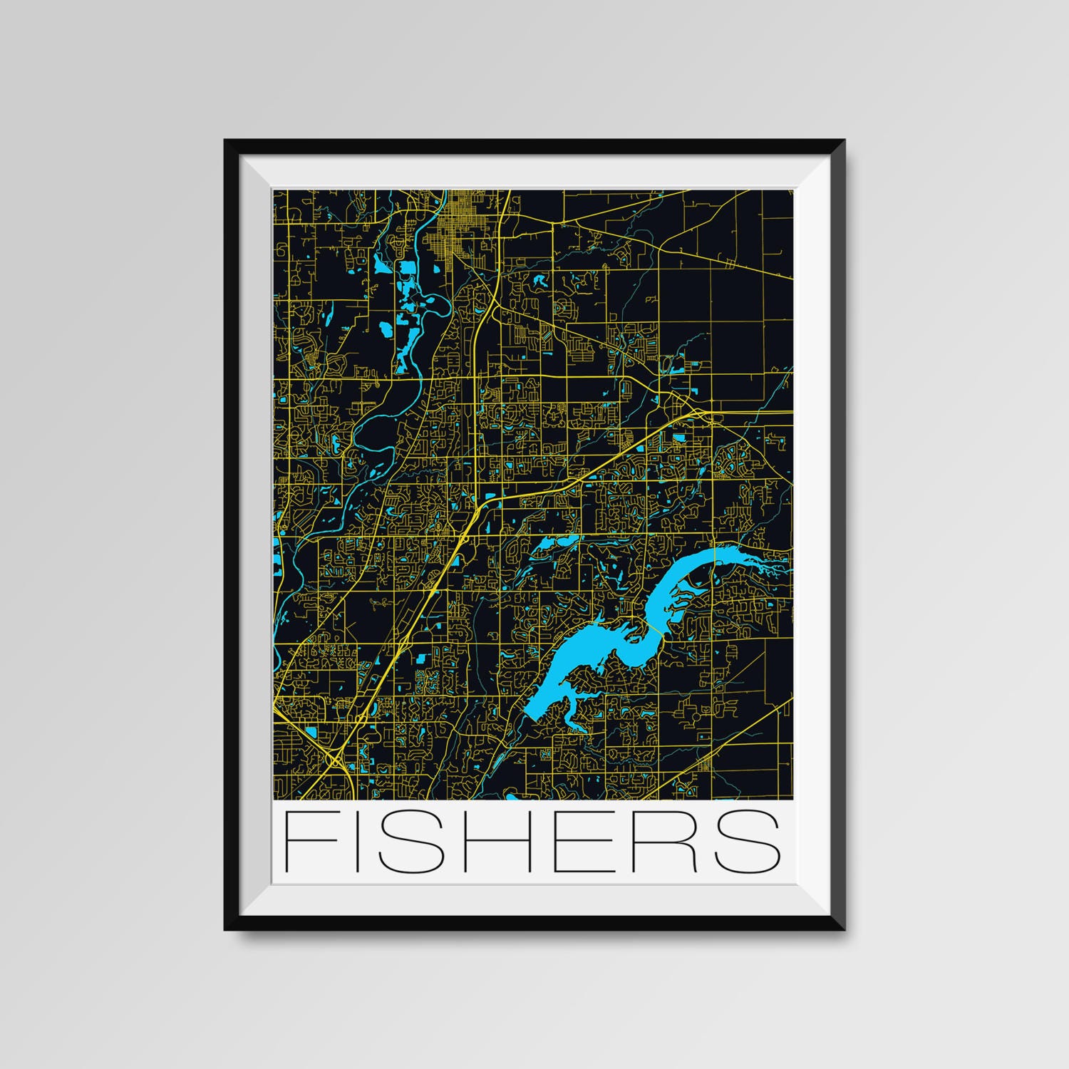 FISHERS Indiana Map Fishers City Map Print Fishers Map | Etsy