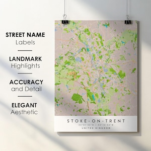 Stoke-on-Trent City Map Art Print with Street Names (Digital Download)