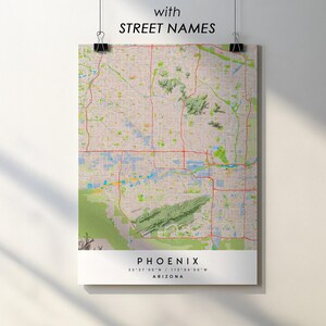 Póster con el mapa de la ciudad de Phoenix, Arizona (descarga digital)