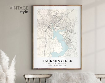 Jacksonville North Carolina NC map, Jacksonville city map, Jacksonville print, Jacksonville poster map, Valentine's Day gift