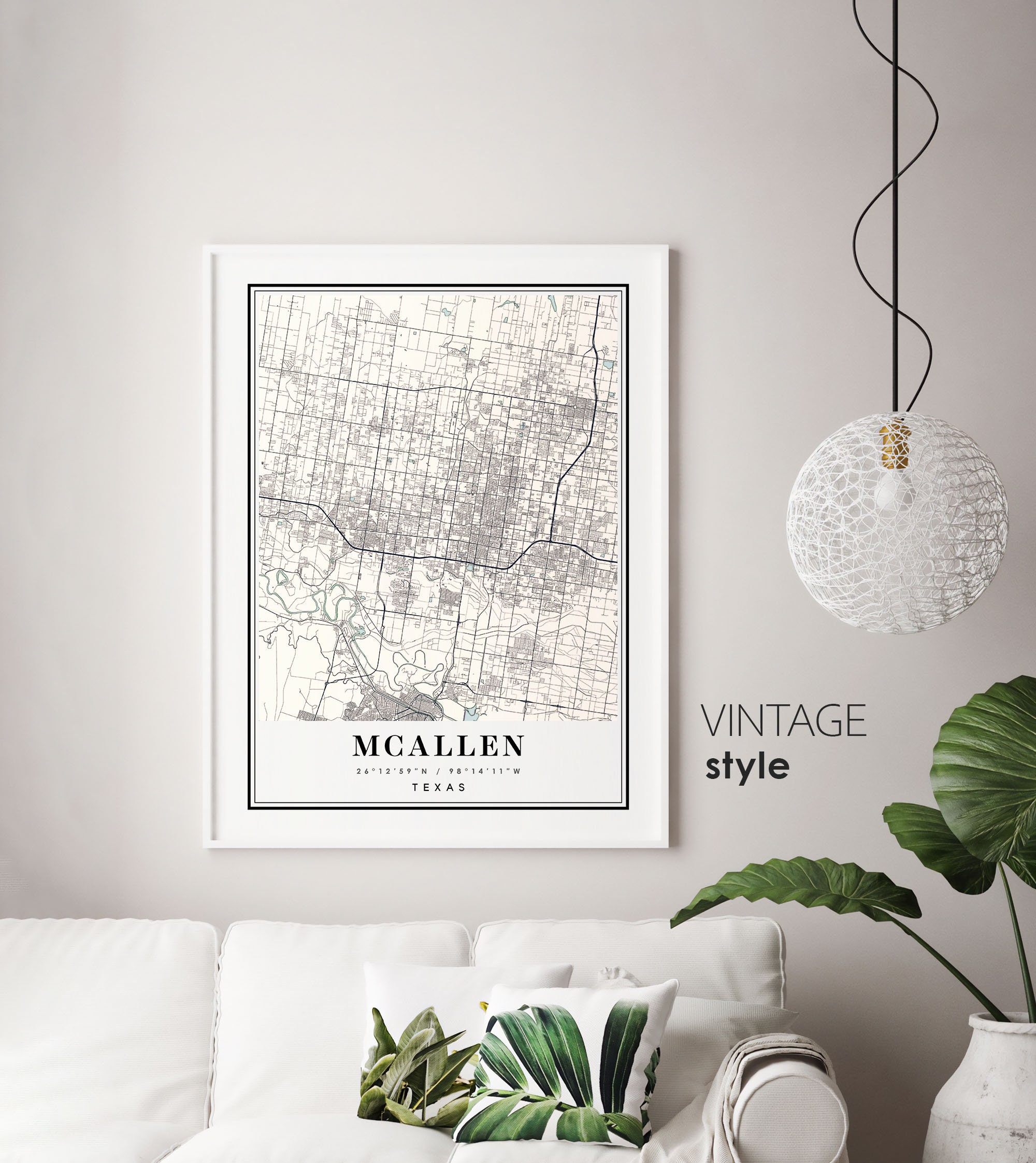 MCALLEN Map Mcallen Texas City Map Mcallen TX Print Mcallen - Etsy