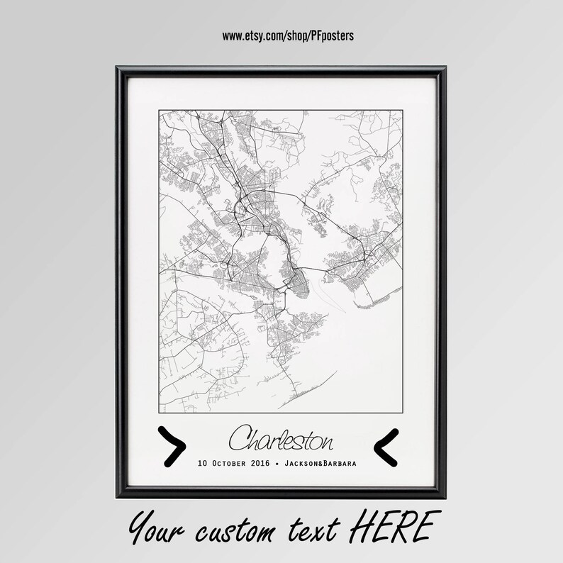 Carte de Charleston en Caroline du Sud Charleston City ...