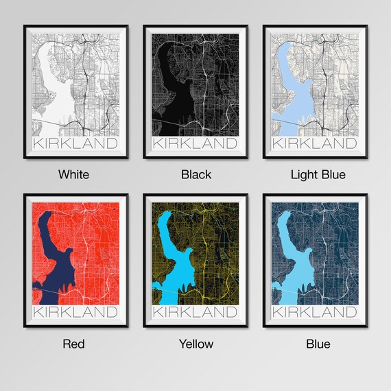 Kirkland Washington Mapa Impresion De Mapa De La Ciudad De Etsy