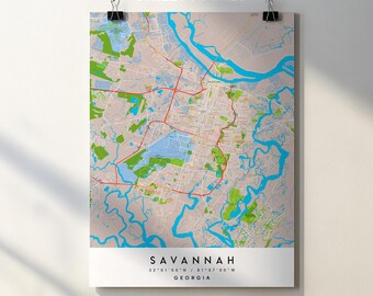 Savannah GA City Map Print: Detailed Street Map (Digital Download)