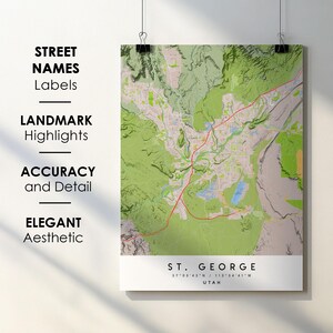 St George Utah City Map Print: Detailed Street Names (Digital Download)