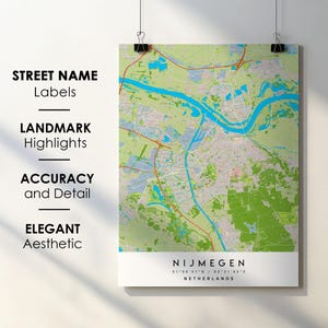Nimwegen Niederlande Stadt Karte Print Poster Kunst mit Straßenname - Karte von Europa - Sofortiger digitaler Download druckbare Karte