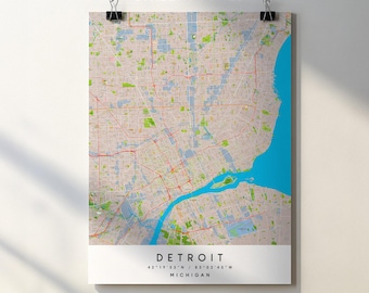 Detroit City Map Print Poster with Street Names (Digital Download)
