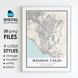 Mission VIEJO CA Karte - Druckbare digitale Kunst - Mission Viejo California City Poster Map - Digital Sofort Download
