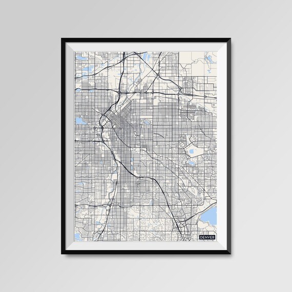 Denver Map Print Minimal Wall Art Office Home Decor Colors Etsy