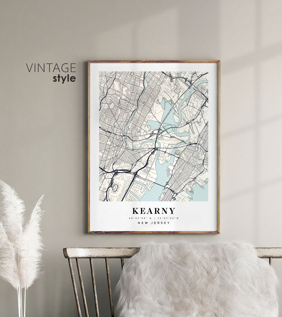 Kearny New Jersey NJ Map Kearny City Map Kearny Print Etsy