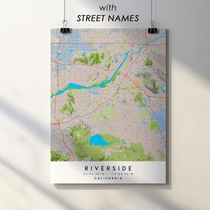 Riverside CA Map Print: Detailed Street Names (Digital Download)