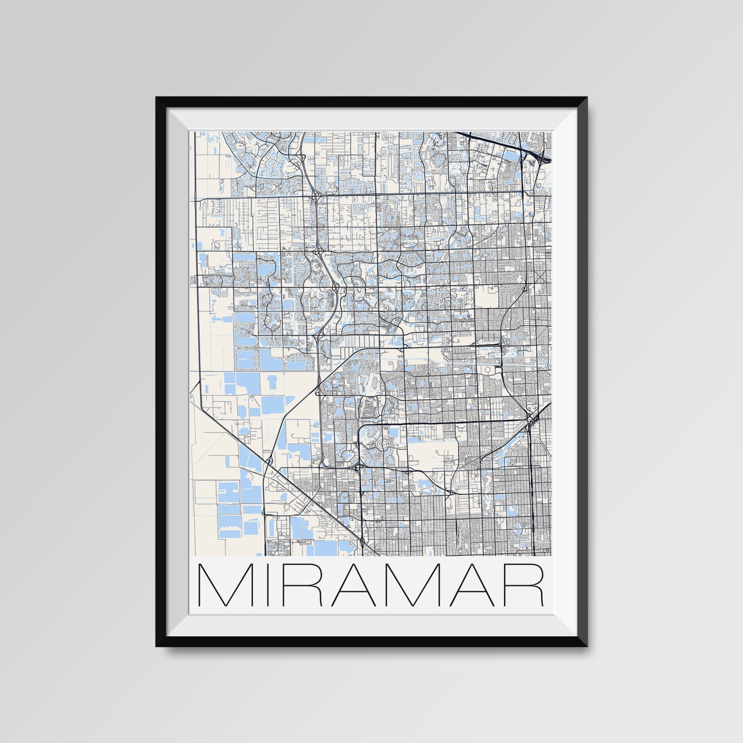 MIRAMAR Florida Map Miramar City Map Print Miramar Map Etsy