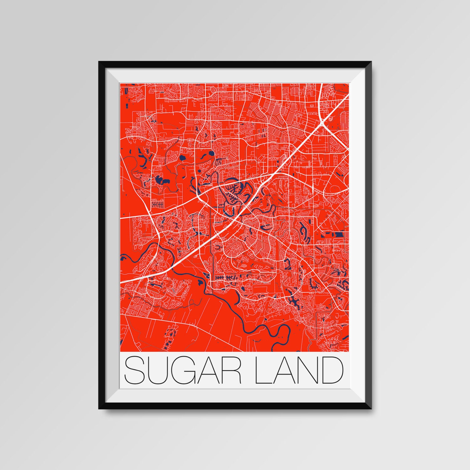 SUGAR LAND Texas Map Sugar Land City Map Print Sugar Land Etsy
