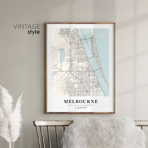 Melbourne Florida FL map, Melbourne city map, Melbourne print, Melbourne poster map, Valentine's Day gift