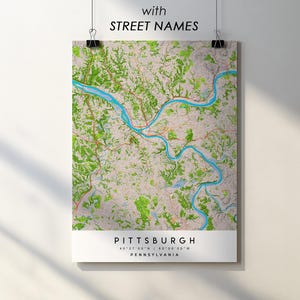 Pittsburgh City Map Print: Detailed Street Names (Digital Download)