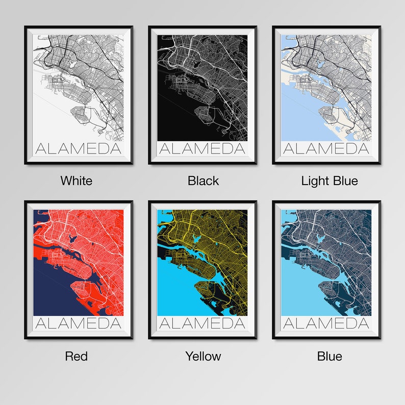 ALAMEDA California Map Alameda City Map Print Alameda Map  Etsy