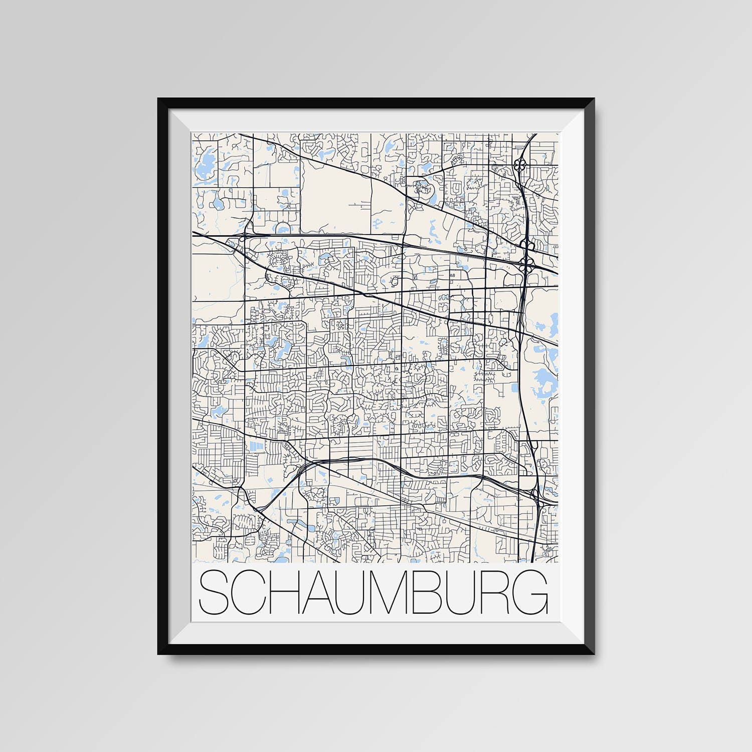 SCHAUMBURG Illinois Map Schaumburg City Map Print Schaumburg Etsy