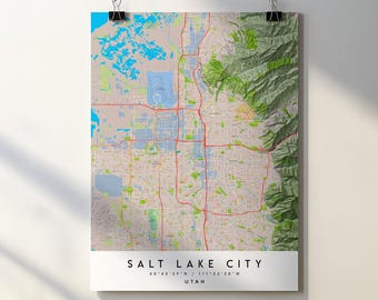 Impresión del mapa de Salt Lake City: calles detalladas, arte de Utah (descarga digital)