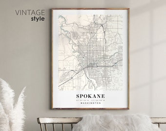 Spokane Washington WA map, Spokane city map, Spokane print, Spokane poster map, Valentine's Day gift