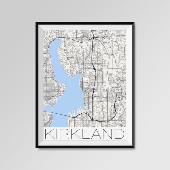 Kirkland Washington Mapa Impresion De Mapa De La Ciudad De Etsy