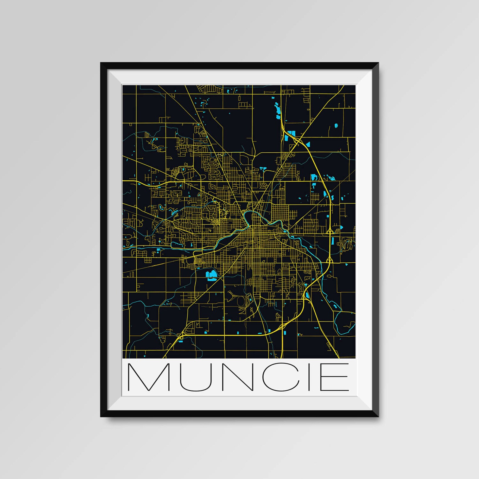 MUNCIE Indiana Map Muncie City Map Print Muncie Map Poster | Etsy