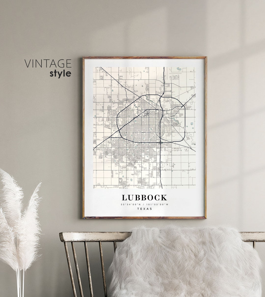 Lubbock Texas TX Map, Lubbock City Map, Lubbock Print, Lubbock Poster