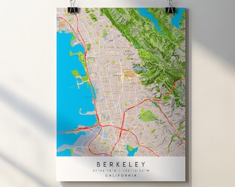 Berkeley CA City Map Print Poster with Street Names (Digital Download)