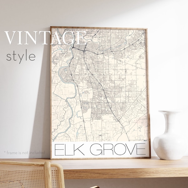 ELK GROVE Map Wall Art customized poster in a Modern Design, Personalized map gift any location