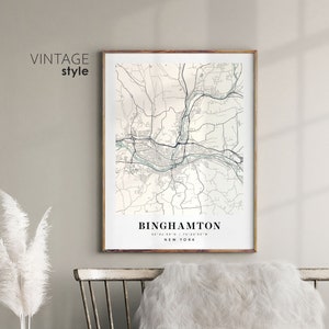 Binghamton New York NY map, Binghamton city map, Binghamton print, Binghamton poster map, Valentine's Day gift