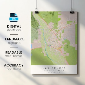 Las Cruces NM City Map Print Poster with Street Names (Digital Download)