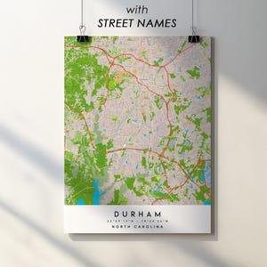 Durham NC City Map Print Poster with Street Names (Digital Download)