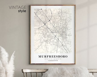 Murfreesboro Tennessee TN map, Murfreesboro city map, Murfreesboro print, Murfreesboro poster map, Valentine's Day gift