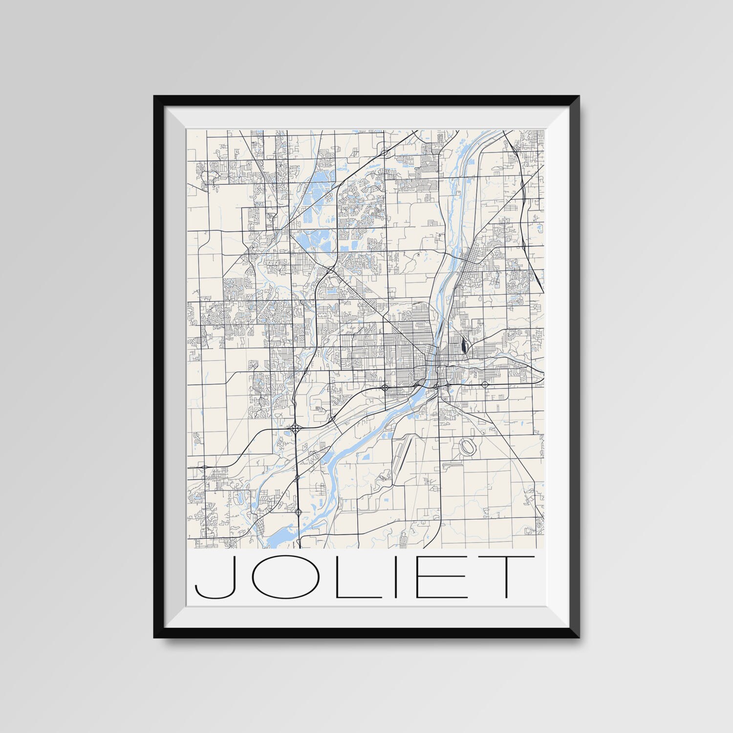 JOLIET Illinois Map Joliet City Map Print Joliet Map Poster Etsy