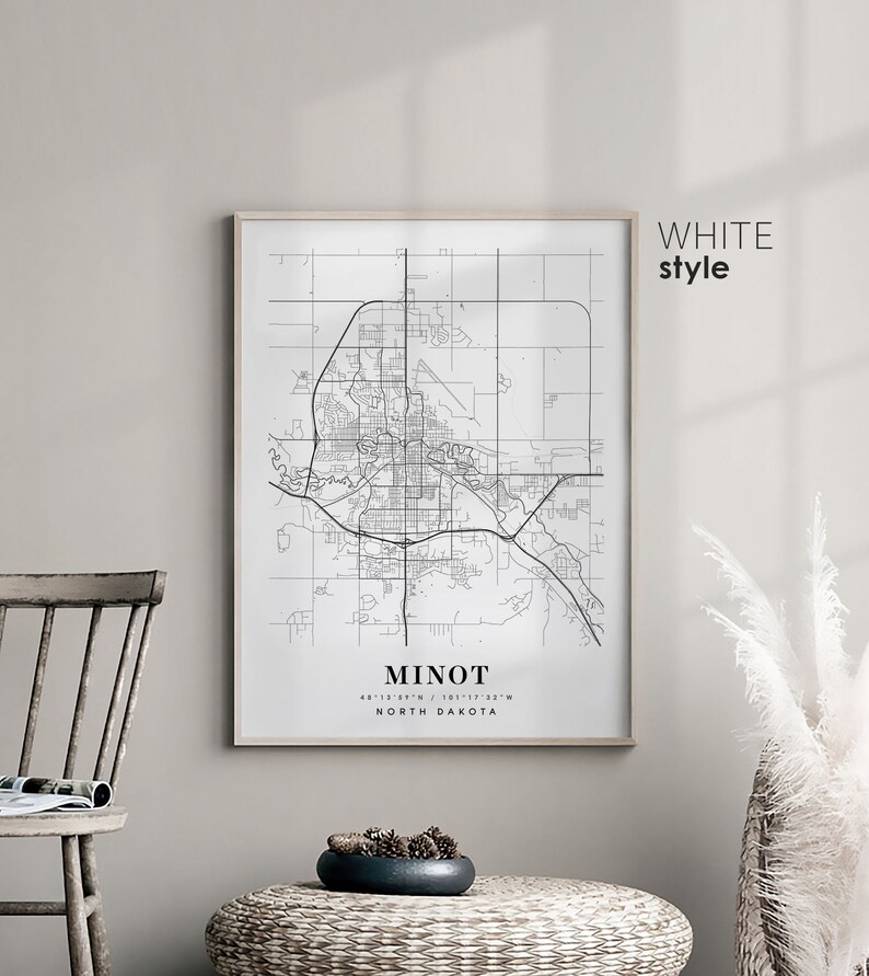 Minot North Dakota ND map, Minot city map, Minot print, Minot poster map, Valentine's Day gift image 3