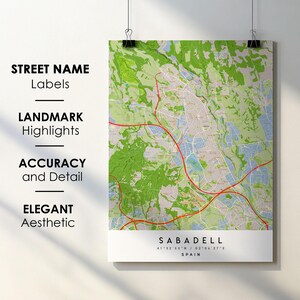 Sabadell Spanien Stadt Karte Print Poster Kunst mit Straßenname - Karte von Europa - Sofortiger digitaler Download druckbare Karte