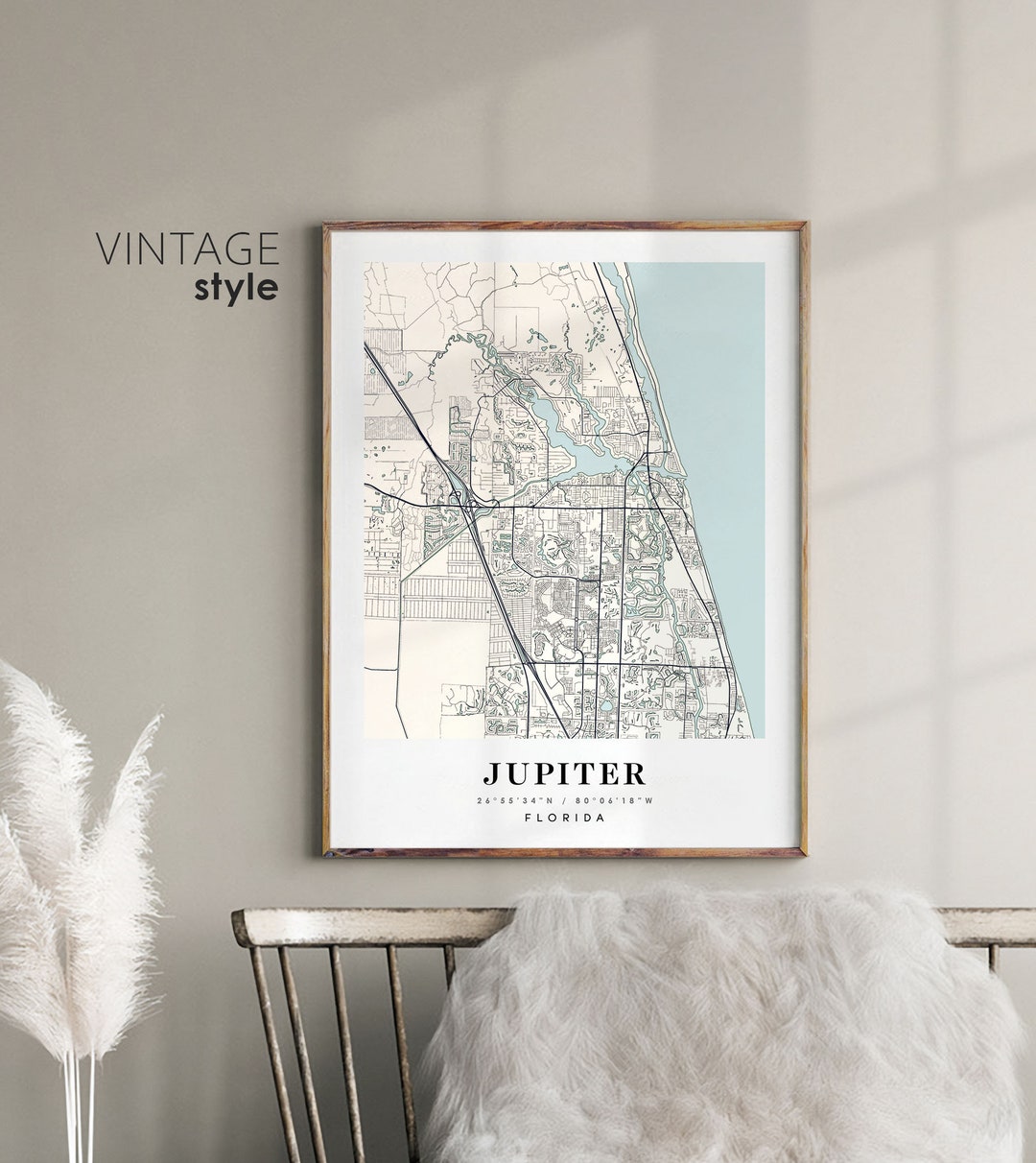 Jupiter Florida FL Map, Jupiter City Map, Jupiter Print, Jupiter Poster Map, Valentine's Day