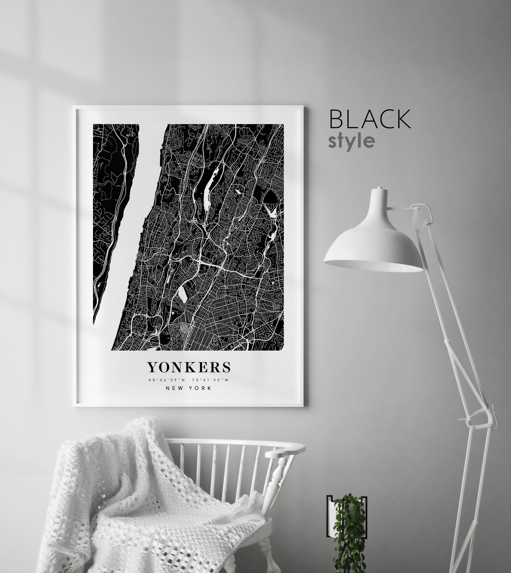 Yonkers New York NY Map Yonkers City Map Yonkers Print Etsy