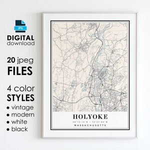 Holyoke Massachusetts Map Art Print: City Poster (Digital Download)