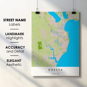 Odessa, Oekraïne, stadskaart print poster kunst met straatnaam - kaart van Europa - instant digitale download afdrukbare kaart