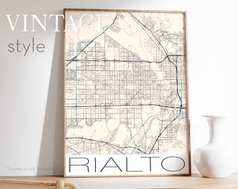 RIALTO Map Wall Art affiche personnalisée dans un design moderne, cadeau de carte personnalisé n'importe où