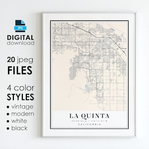 LA QUINTA CA マップ - 印刷可能なデジタル アート - La Quinta California City ポスター マップ - デジタル即時ダウンロード
