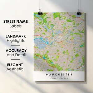 Manchester City Map Print: UK Street Art Poster (Digital Download)