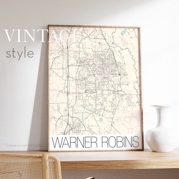 WARNER ROBINS Map Wall Art customized poster in a Modern Design, Personalized map gift any location