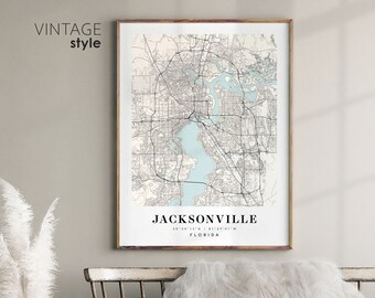 Jacksonville Florida FL map, Jacksonville city map, Jacksonville print, Jacksonville poster map, Valentine's Day gift