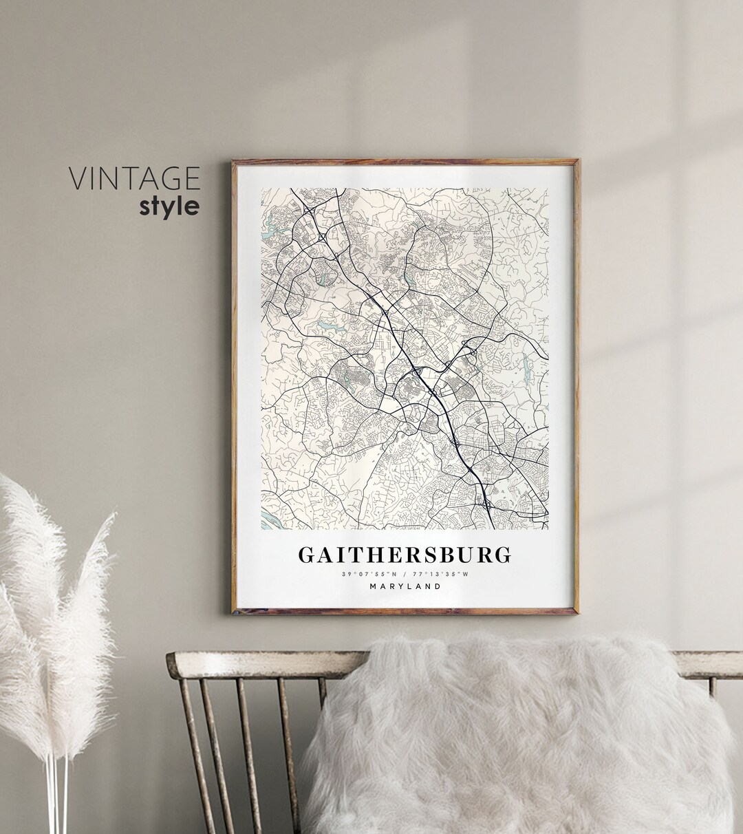 Gaithersburg Maryland MD Map, Gaithersburg City Map, Gaithersburg Print, Gaithersburg Poster Map