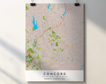 Concord NC City Map Print: Detailed Street Map (Digital Download)