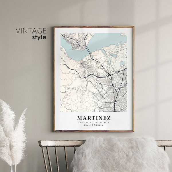 Martinez California CA map, Martinez city map, Martinez print, Martinez poster map, Valentine's Day gift